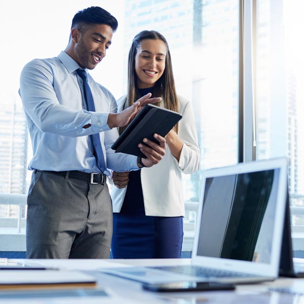 two coworkers collaborating